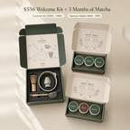 teasis 3-Month Supply — $556 welcome kit + 3 months of matcha, all 6 tins + ceremony set in the new boxes